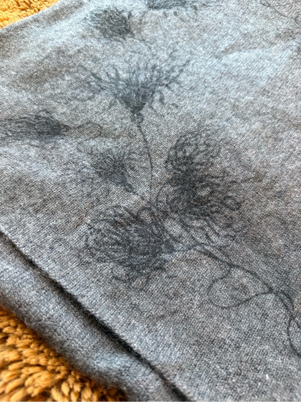 White + Warren Gray Floral Cashmere Blend Throw